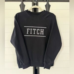 Abercrombie Kids Black “FITCH” Crewneck Sweatshirt Silver Sparkle - Girls Large